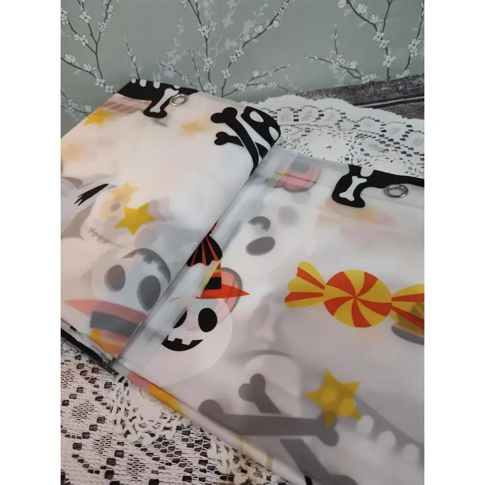 Happy Halloween Shower Curtain Eco Peva 70”x 72” Dog Costumes Trick or Treat Boo